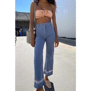 Paloma Wool Women's 34 High Waisted Nadine Pants Indigo Flared Tie Dye Pants